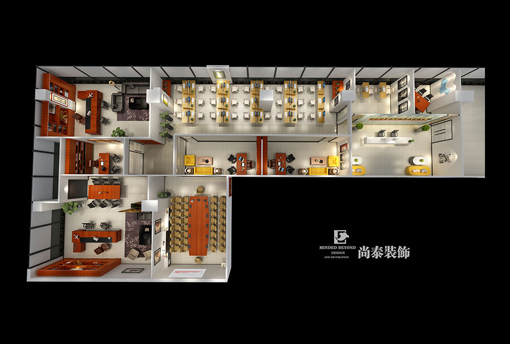 深圳宝安西乡地产公司新中式办公室装修效果图